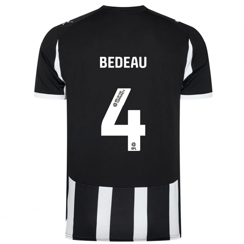 Danxen Uomo Maglia Jacob Bedeau #4 Nero Bianco Kit Gara Home 2025/26 Maglietta