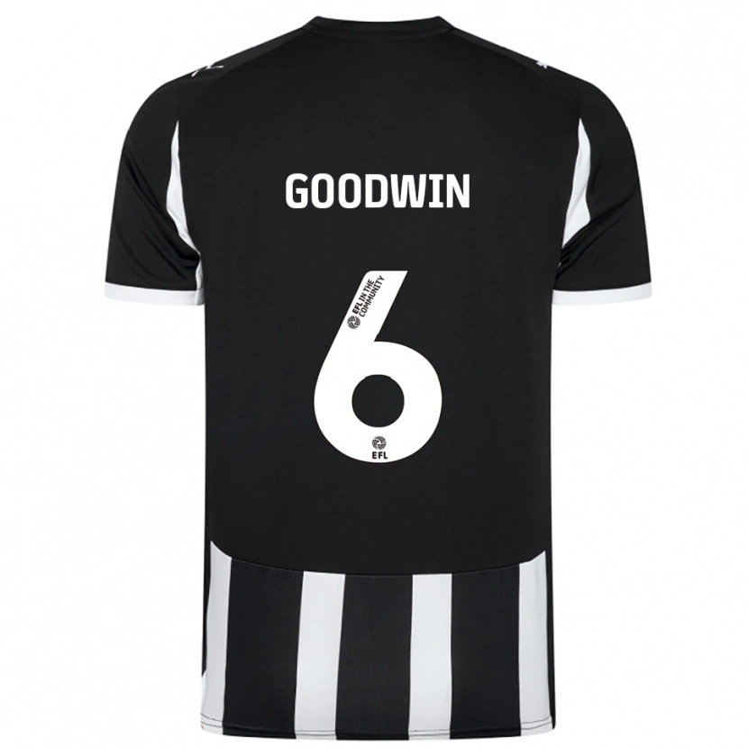 Danxen Uomo Maglia Alfie Goodwin #6 Nero Bianco Kit Gara Home 2025/26 Maglietta