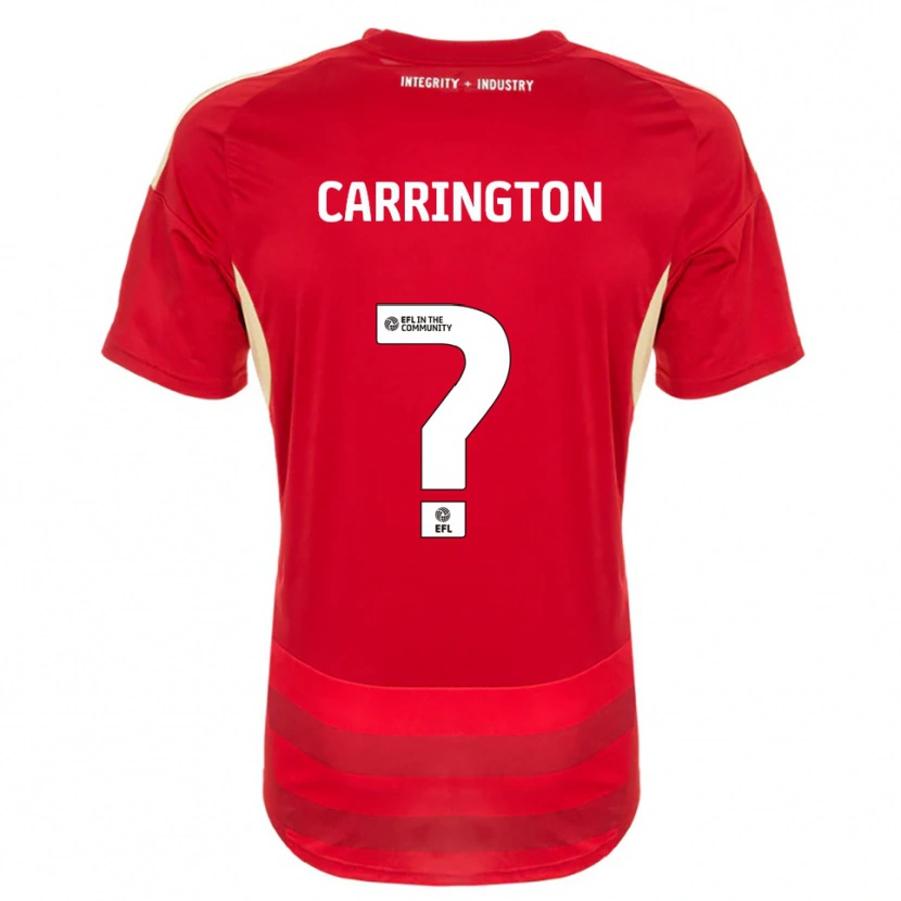 Danxen Uomo Maglia Abbie Carrington #0 Rosso Bianco Kit Gara Home 2025/26 Maglietta