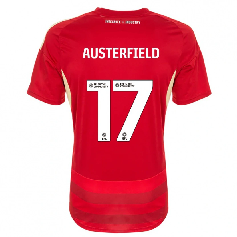 Danxen Uomo Maglia Josh Austerfield #17 Rosso Bianco Kit Gara Home 2025/26 Maglietta