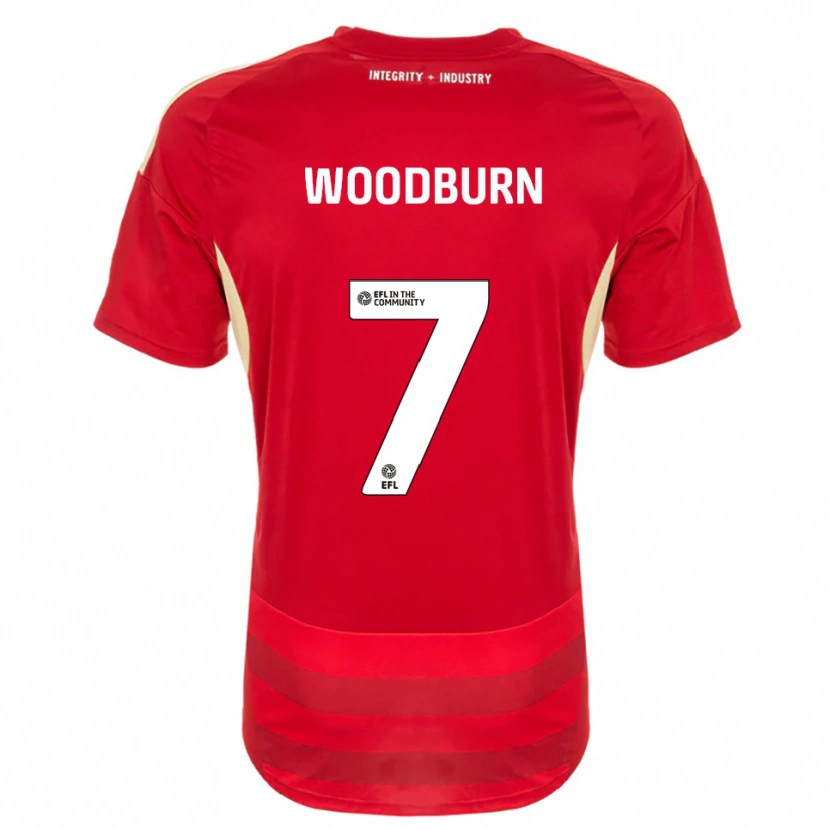 Danxen Uomo Maglia Ben Woodburn #7 Rosso Bianco Kit Gara Home 2025/26 Maglietta