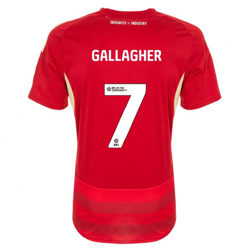 Danxen Uomo Maglia Tamzin Gallagher #7 Rosso Bianco Kit Gara Home 2025/26 Maglietta