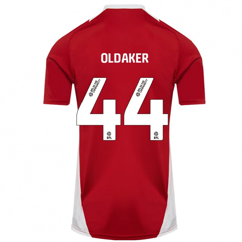 Danxen Uomo Maglia Darren Oldaker #44 Rosso Bianco Oro Kit Gara Home 2025/26 Maglietta