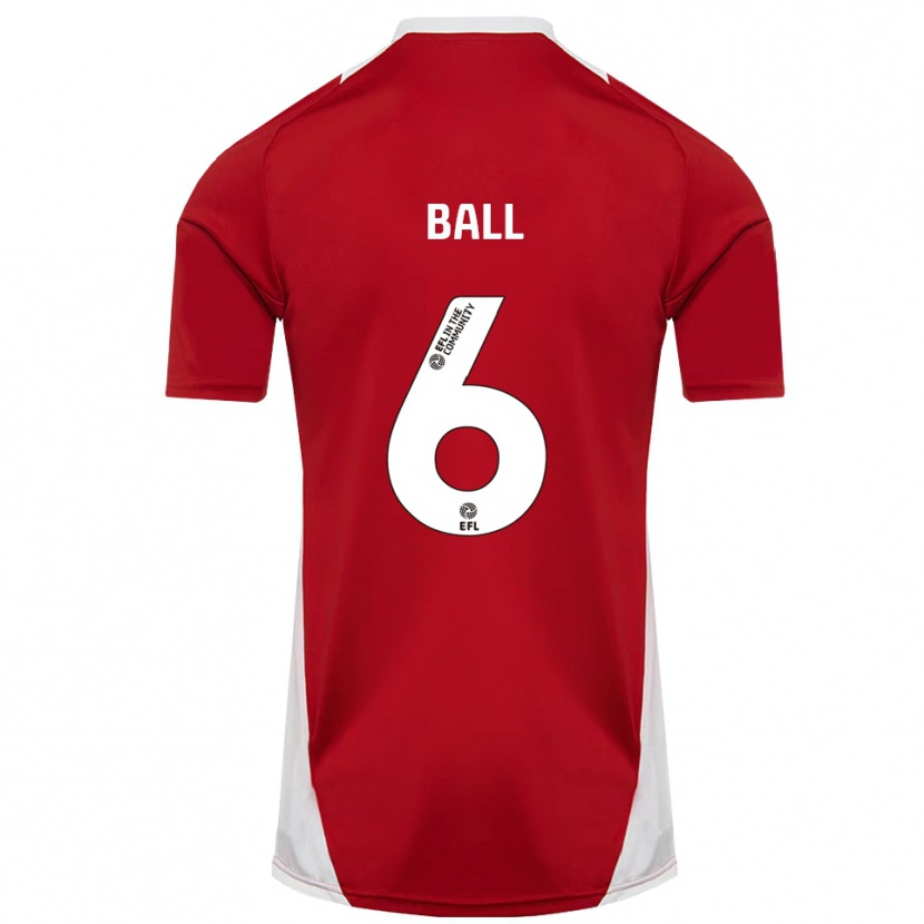 Danxen Uomo Maglia James Ball #6 Rosso Bianco Oro Kit Gara Home 2025/26 Maglietta