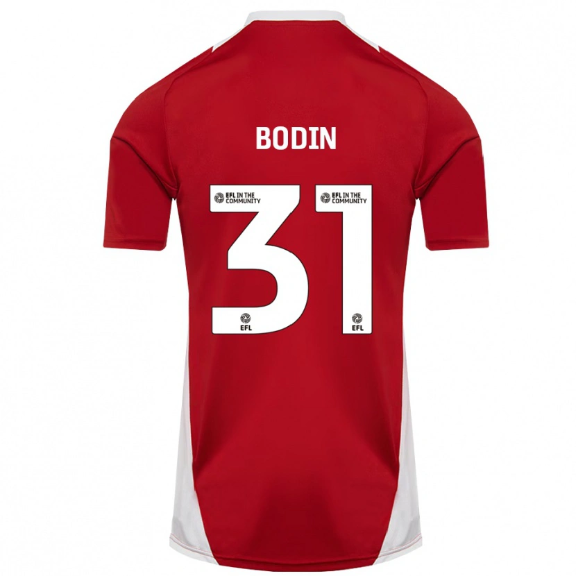 Danxen Uomo Maglia Billy Bodin #31 Rosso Bianco Oro Kit Gara Home 2025/26 Maglietta