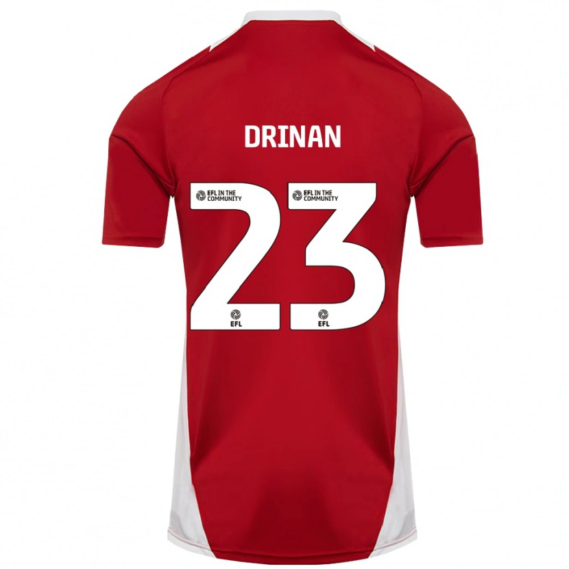 Danxen Uomo Maglia Aaron Drinan #23 Rosso Bianco Oro Kit Gara Home 2025/26 Maglietta