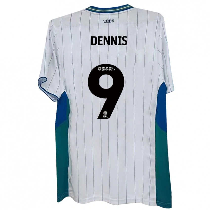 Danxen Uomo Maglia Kristian Dennis #9 Bianco Verde Blu Kit Gara Home 2025/26 Maglietta