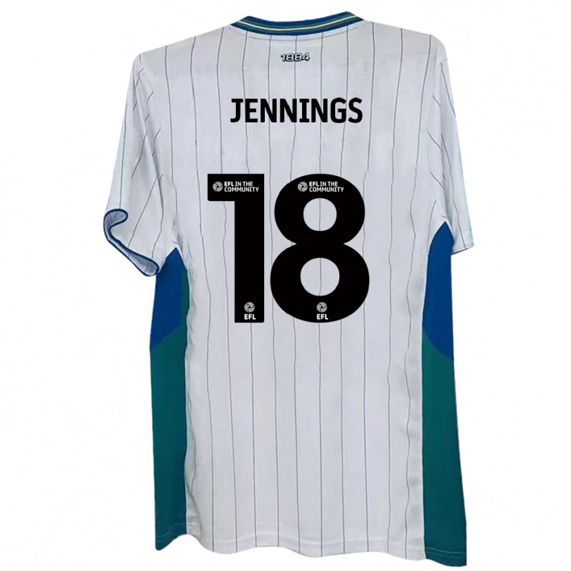 Danxen Uomo Maglia Connor Jennings #18 Bianco Verde Blu Kit Gara Home 2025/26 Maglietta