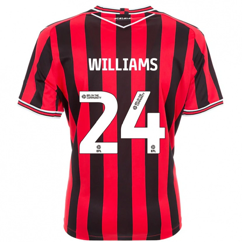 Danxen Uomo Maglia Harry Williams #24 Rosso Nero Kit Gara Home 2025/26 Maglietta