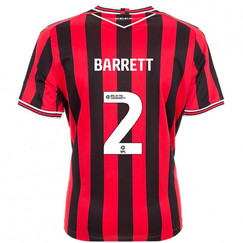 Danxen Uomo Maglia Connor Barrett #2 Rosso Nero Kit Gara Home 2025/26 Maglietta
