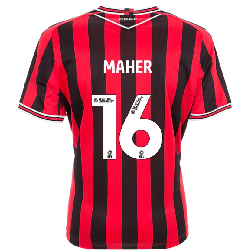 Danxen Uomo Maglia Ronan Maher #16 Rosso Nero Kit Gara Home 2025/26 Maglietta