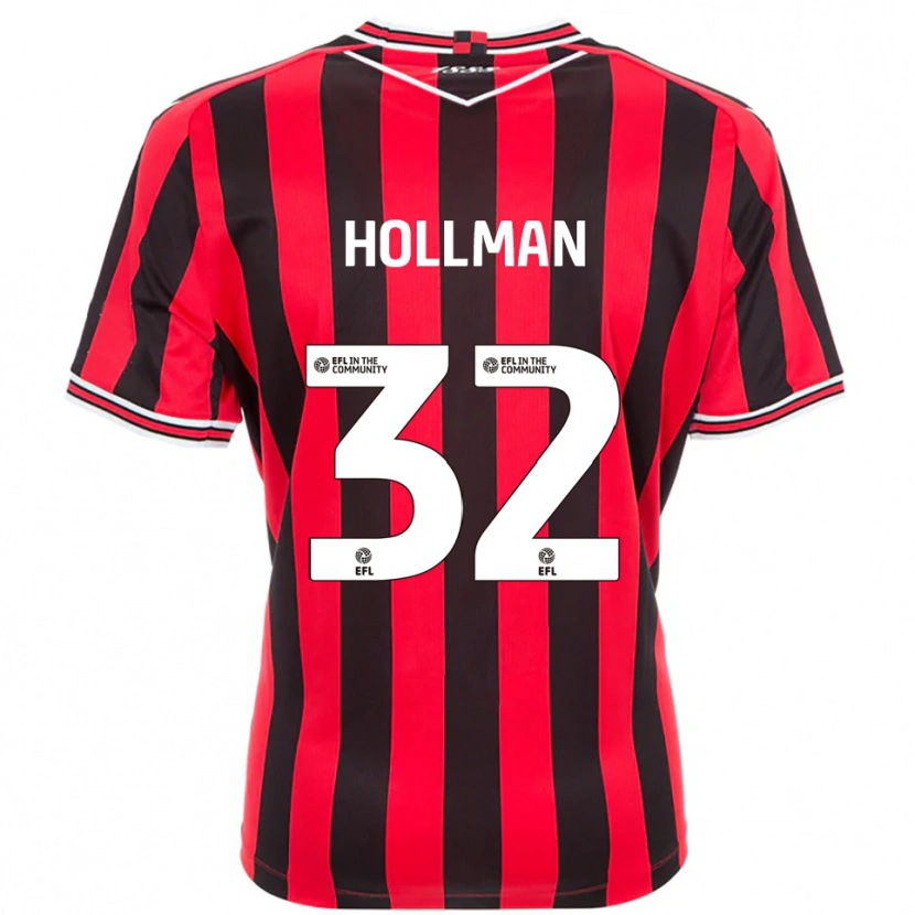 Danxen Uomo Maglia Jake Hollman #32 Rosso Nero Kit Gara Home 2025/26 Maglietta
