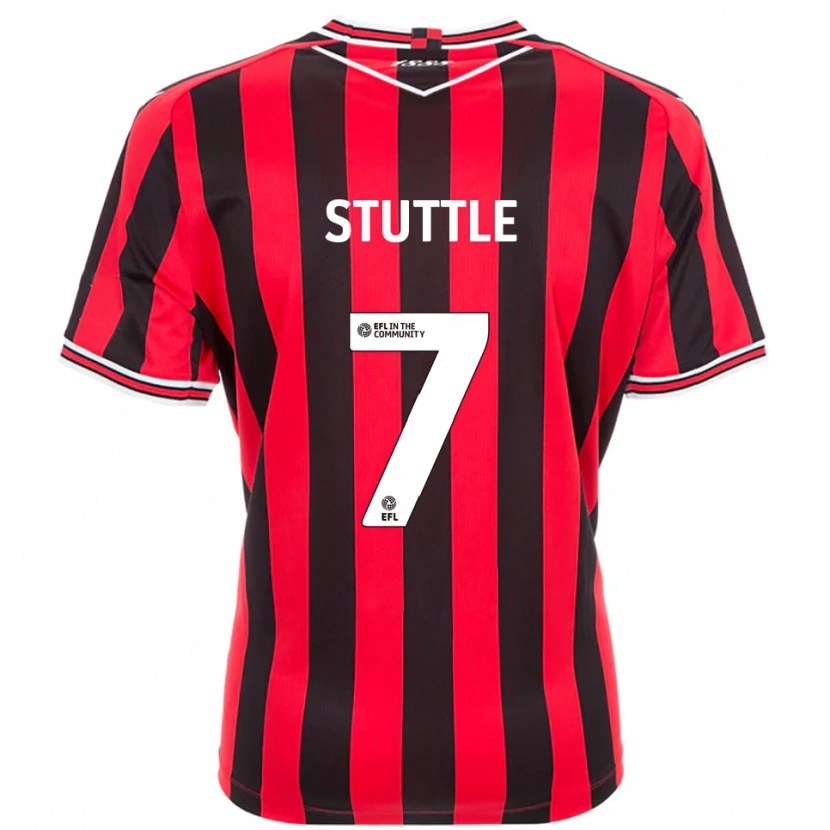 Danxen Uomo Maglia Jonny Stuttle #7 Rosso Nero Kit Gara Home 2025/26 Maglietta