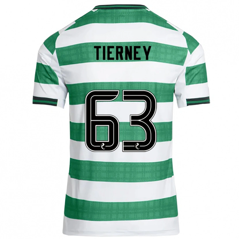 Danxen Uomo Maglia Kieran Tierney #63 Verde Bianco Kit Gara Home 2025/26 Maglietta