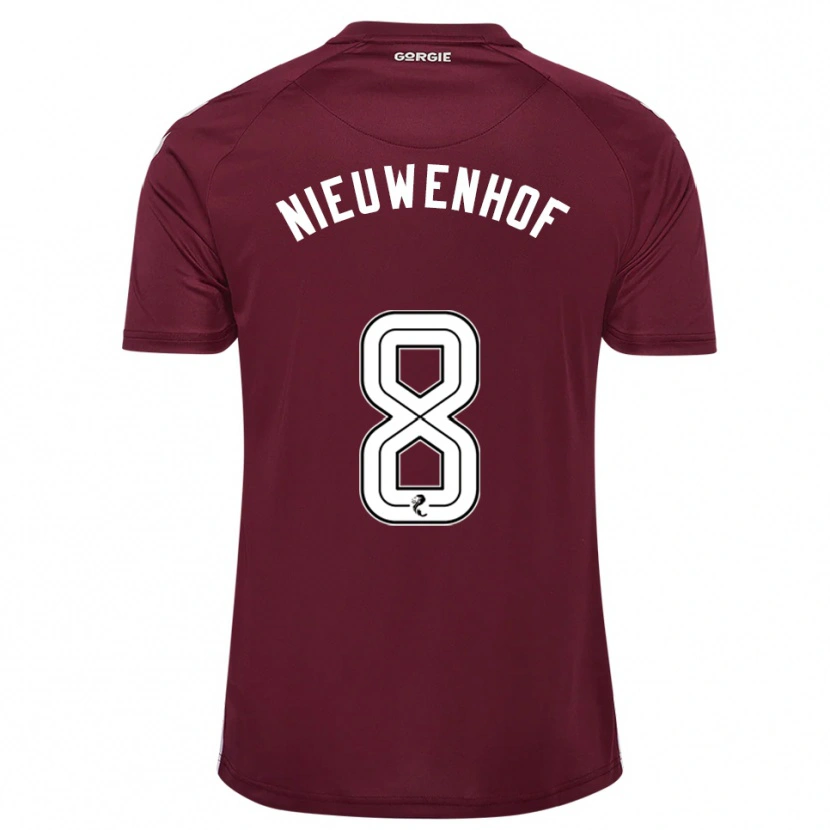 Danxen Uomo Maglia Calem Nieuwenhof #8 Bordeaux Bianco Kit Gara Home 2025/26 Maglietta