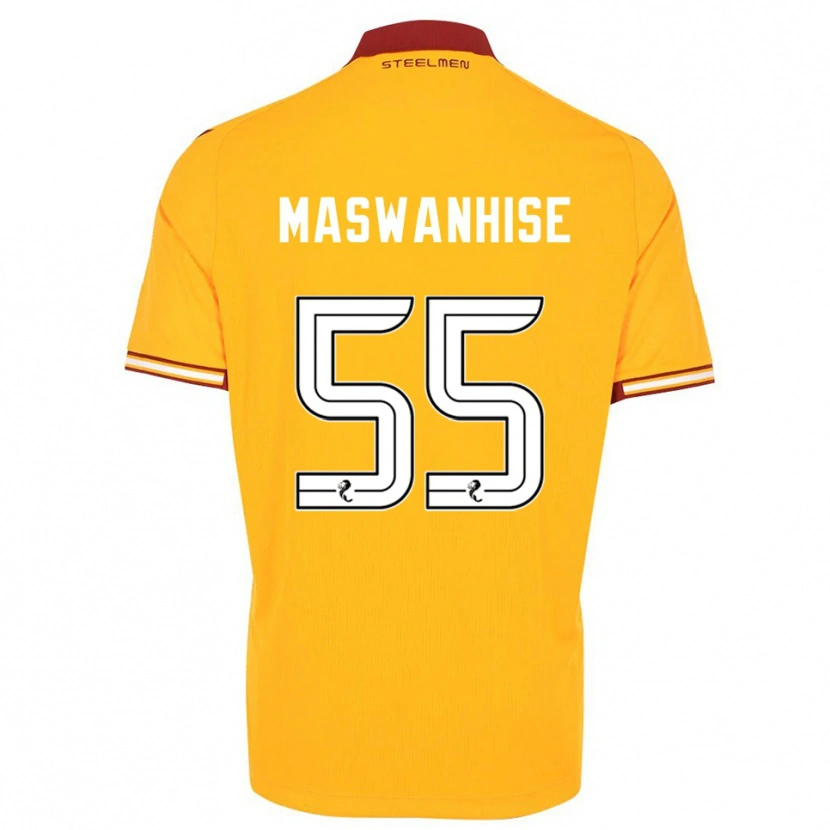 Danxen Uomo Maglia Tawanda Maswanhise #55 Giallo Bordeaux Kit Gara Home 2025/26 Maglietta