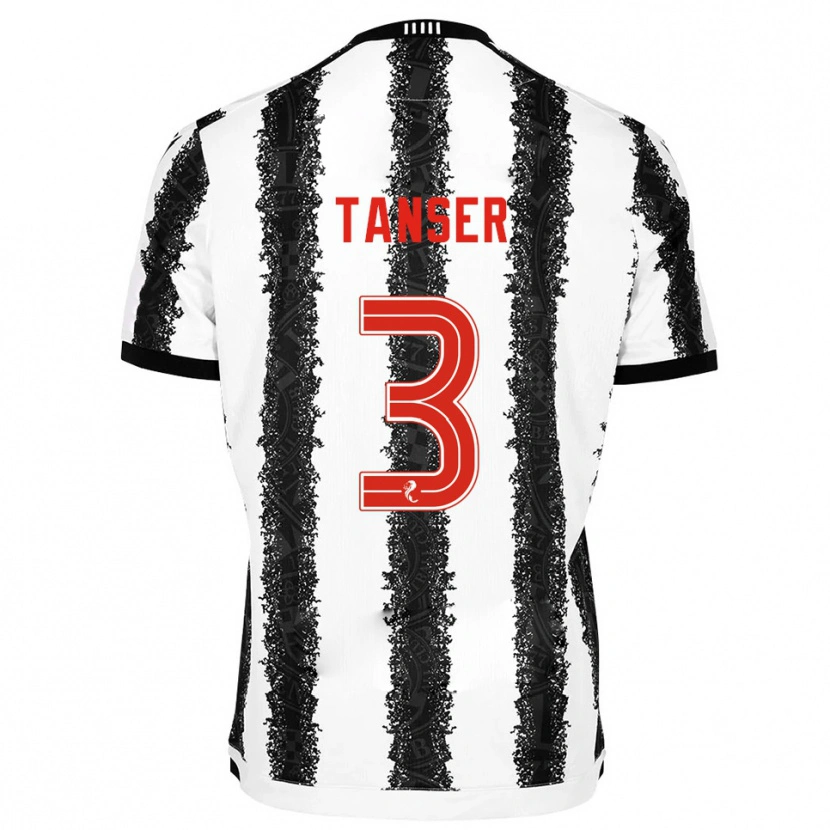 Danxen Uomo Maglia Scott Tanser #3 Bianco Nero Kit Gara Home 2025/26 Maglietta