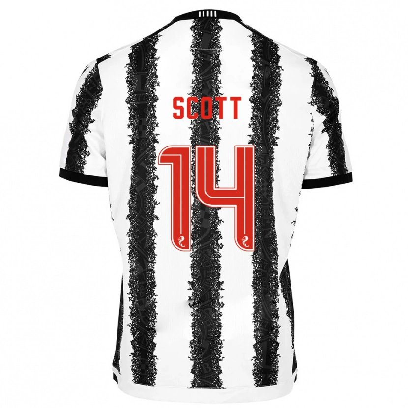 Danxen Uomo Maglia James Scott #14 Bianco Nero Kit Gara Home 2025/26 Maglietta