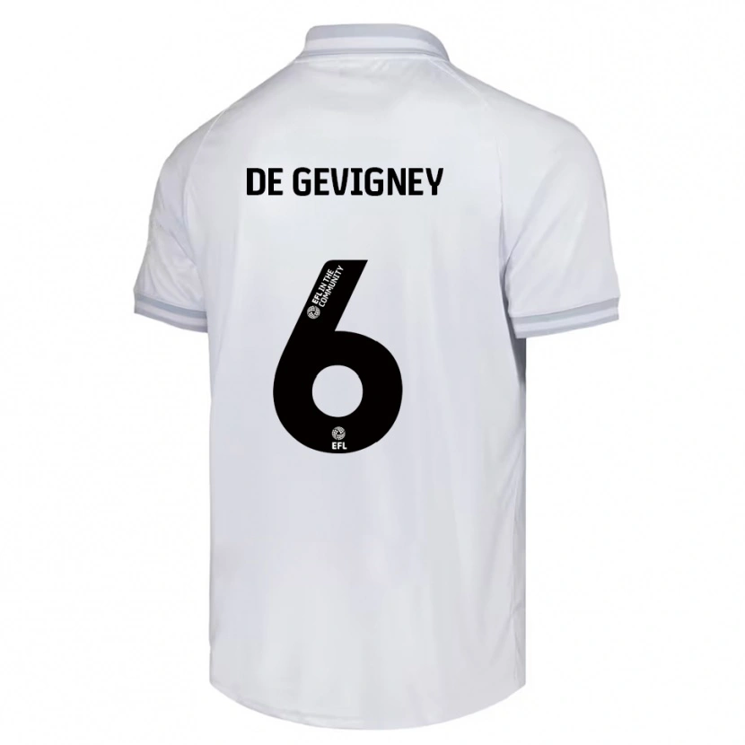 Danxen Uomo Maglia Maël De Gevigney #6 Bianco Grigio Nero Kit Gara Away 2025/26 Maglietta