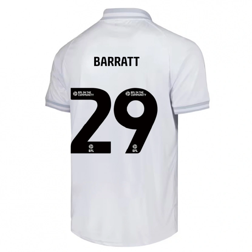 Danxen Uomo Maglia Connor Barratt #29 Bianco Grigio Nero Kit Gara Away 2025/26 Maglietta