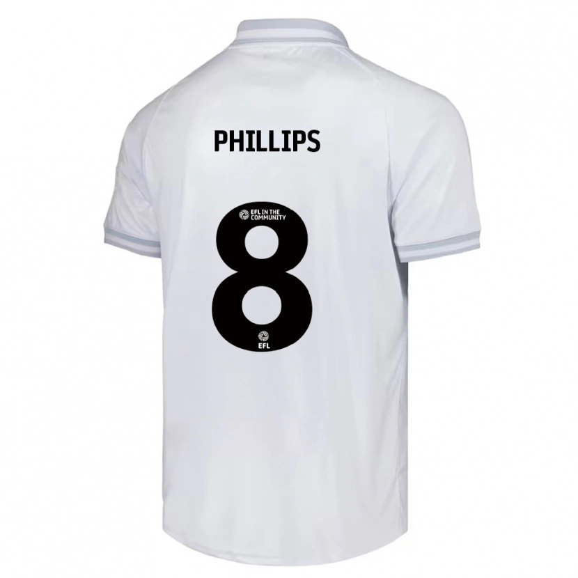 Danxen Uomo Maglia Adam Phillips #8 Bianco Grigio Nero Kit Gara Away 2025/26 Maglietta