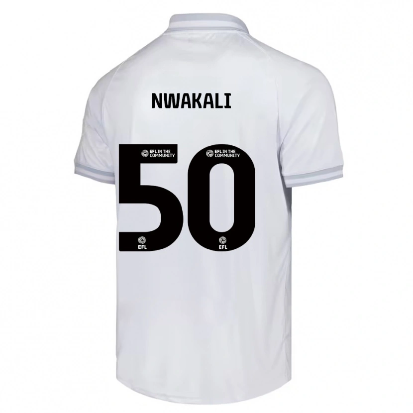 Danxen Uomo Maglia Kelechi Nwakali #50 Bianco Grigio Nero Kit Gara Away 2025/26 Maglietta