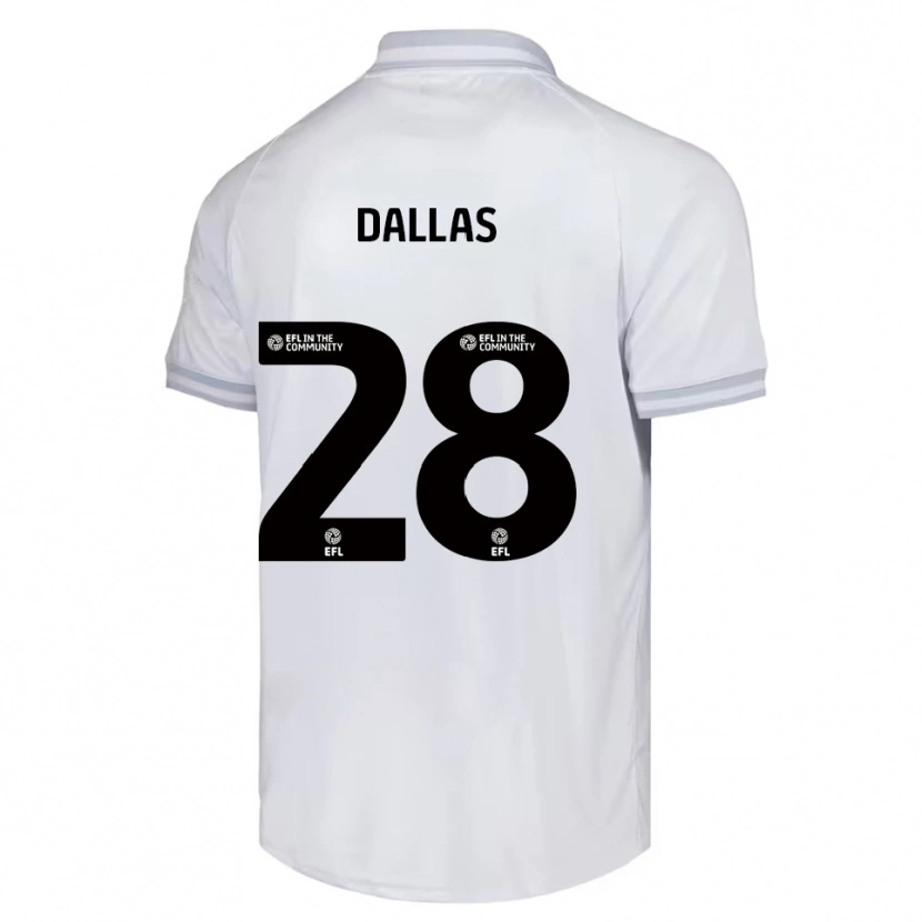 Danxen Uomo Maglia Andy Dallas #28 Bianco Grigio Nero Kit Gara Away 2025/26 Maglietta
