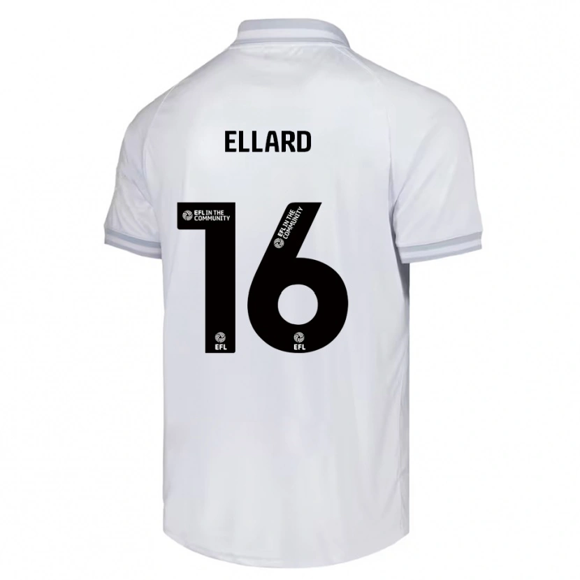 Danxen Uomo Maglia Aston Ellard #16 Bianco Grigio Nero Kit Gara Away 2025/26 Maglietta