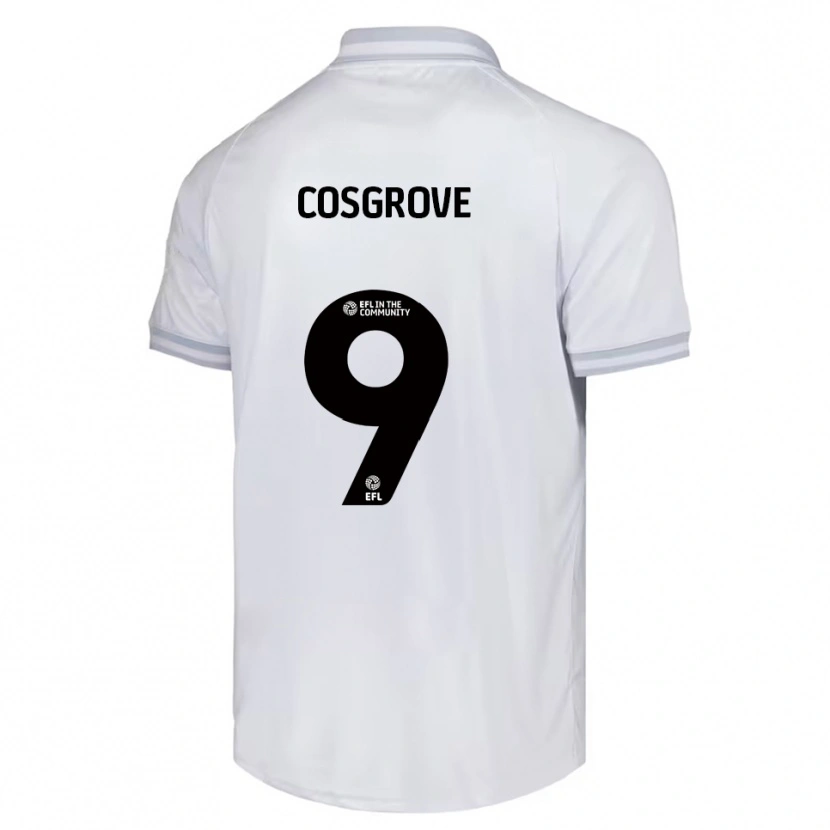 Danxen Uomo Maglia Sam Cosgrove #9 Bianco Grigio Nero Kit Gara Away 2025/26 Maglietta