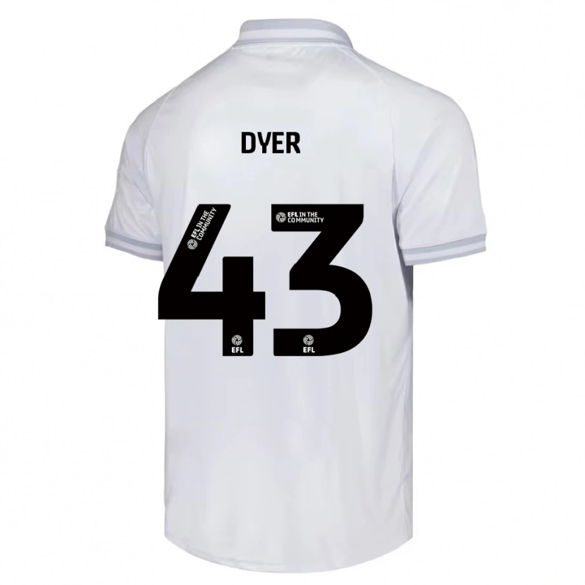 Danxen Uomo Maglia Josiah Dyer #43 Bianco Grigio Nero Kit Gara Away 2025/26 Maglietta
