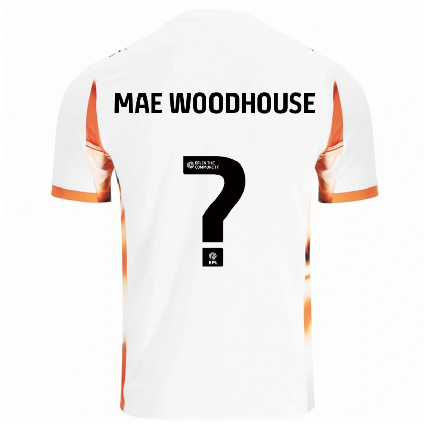 Danxen Uomo Maglia Evie Mae Woodhouse #0 Bianco Arancione Nero Kit Gara Away 2025/26 Maglietta