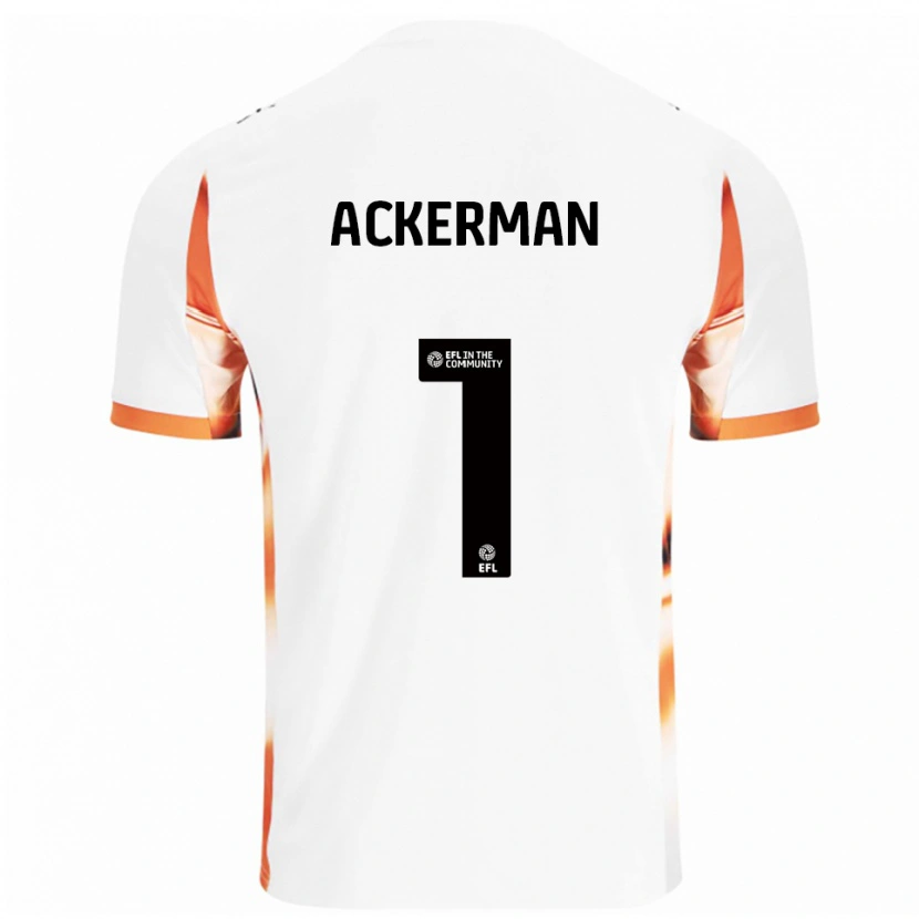 Danxen Uomo Maglia Emily Ackerman #1 Bianco Arancione Nero Kit Gara Away 2025/26 Maglietta