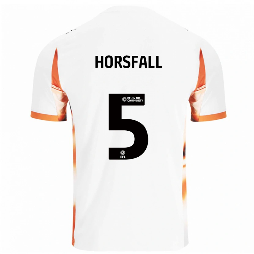 Danxen Uomo Maglia Fraser Horsfall #5 Bianco Arancione Nero Kit Gara Away 2025/26 Maglietta