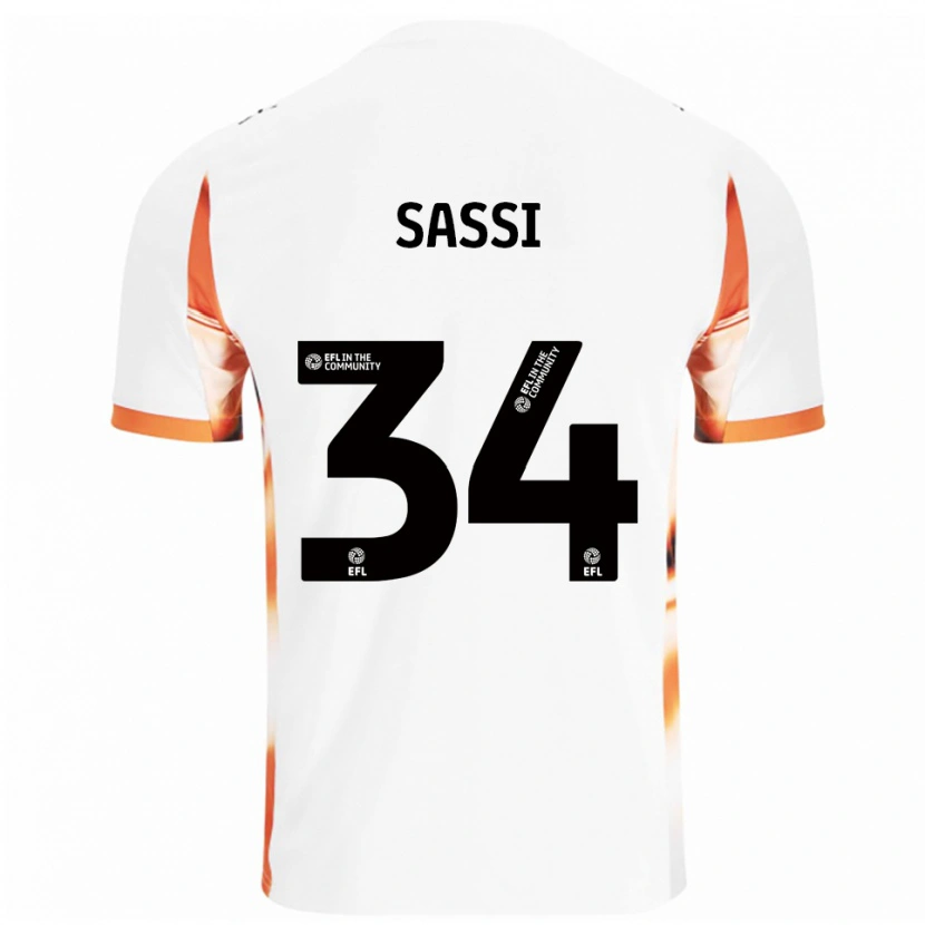 Danxen Uomo Maglia Dan Sassi #34 Bianco Arancione Nero Kit Gara Away 2025/26 Maglietta