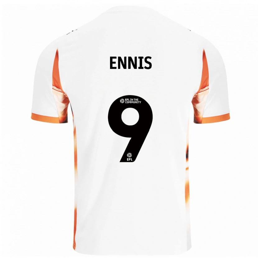 Danxen Uomo Maglia Niall Ennis #9 Bianco Arancione Nero Kit Gara Away 2025/26 Maglietta