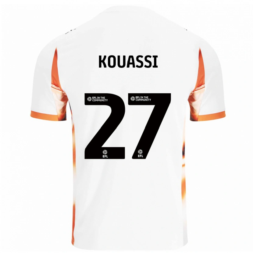 Danxen Uomo Maglia Kylian Kouassi #27 Bianco Arancione Nero Kit Gara Away 2025/26 Maglietta