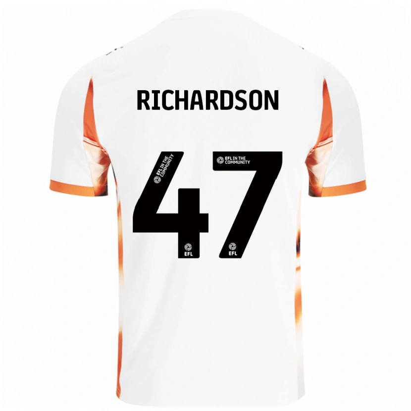 Danxen Uomo Maglia Jack Richardson #47 Bianco Arancione Nero Kit Gara Away 2025/26 Maglietta