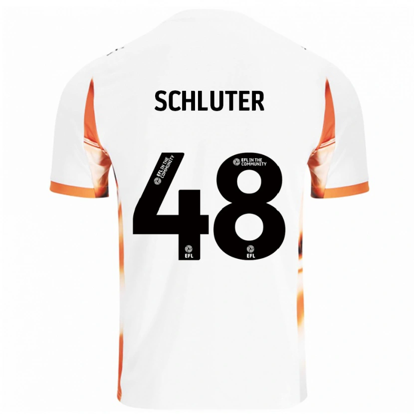 Danxen Uomo Maglia Gabriel Schluter #48 Bianco Arancione Nero Kit Gara Away 2025/26 Maglietta