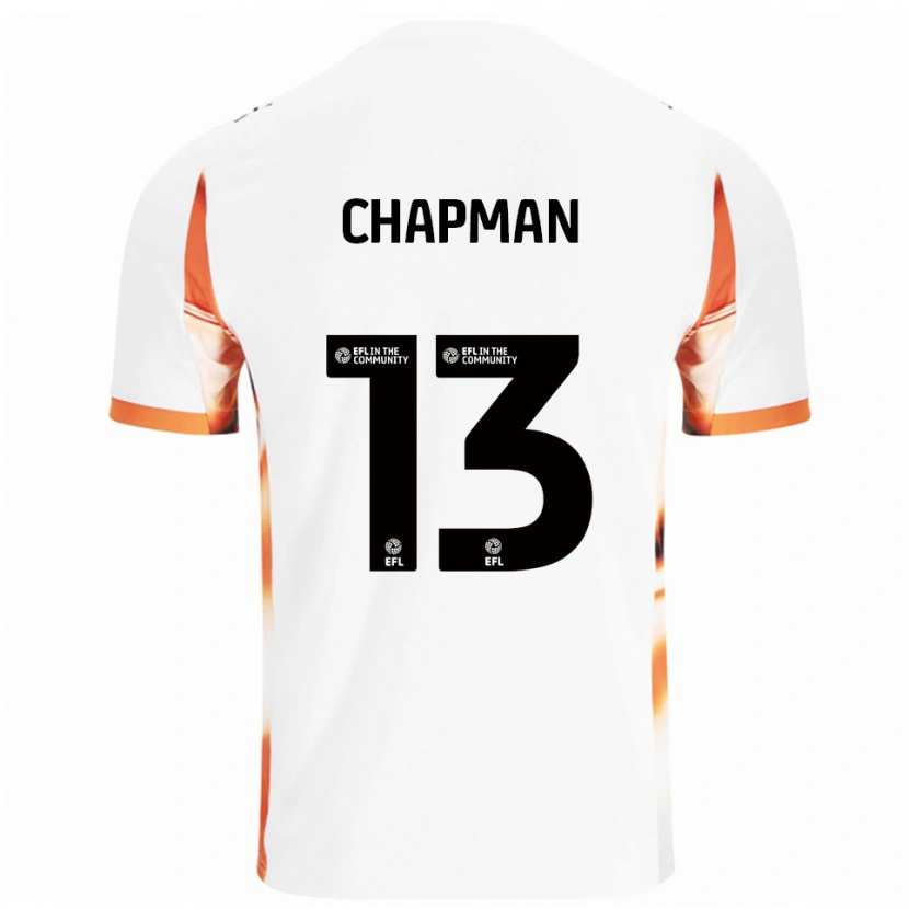 Danxen Uomo Maglia Mackenzie Chapman #13 Bianco Arancione Nero Kit Gara Away 2025/26 Maglietta