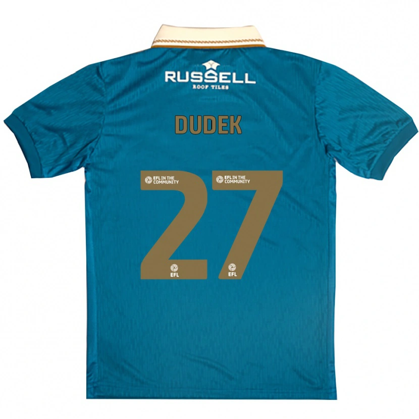 Danxen Uomo Maglia Kamil Dudek #27 Azzurro Bianco Kit Gara Away 2025/26 Maglietta