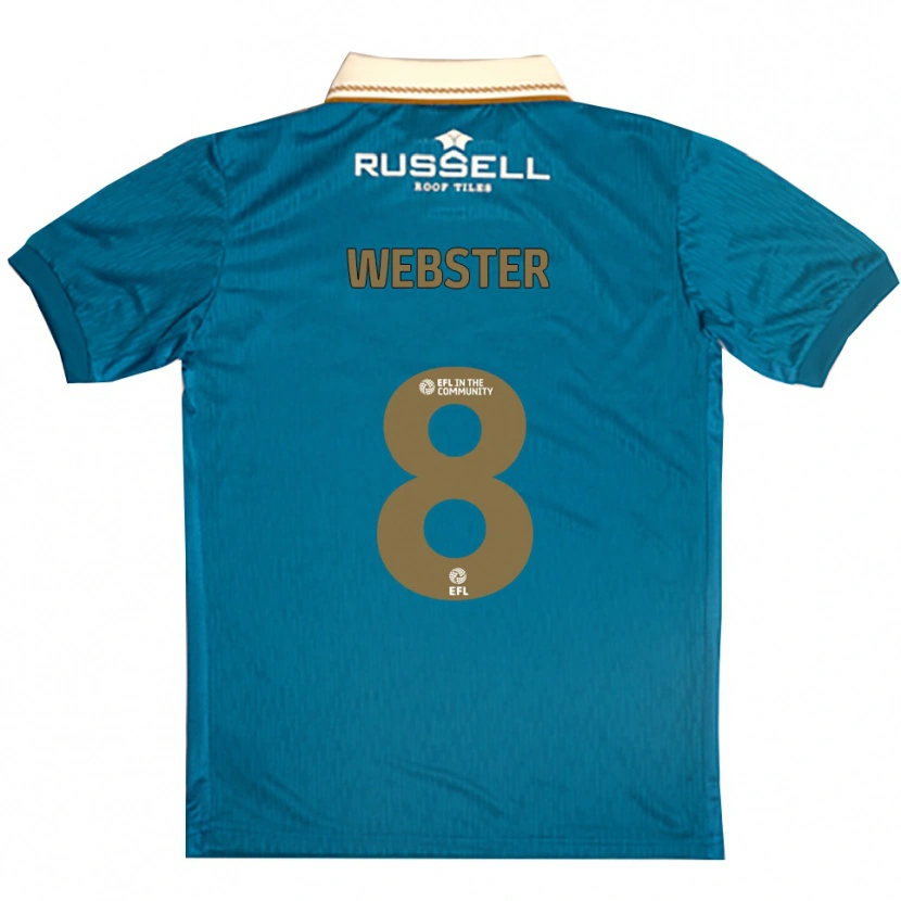 Danxen Uomo Maglia Charlie Webster #8 Azzurro Bianco Kit Gara Away 2025/26 Maglietta