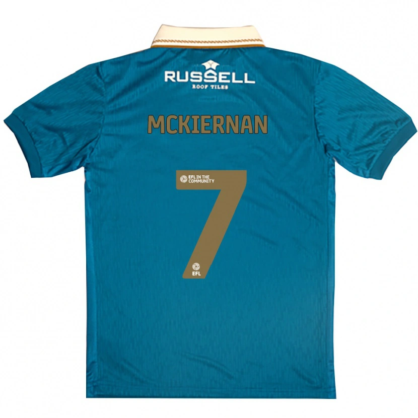 Danxen Uomo Maglia Jj Mckiernan #7 Azzurro Bianco Kit Gara Away 2025/26 Maglietta