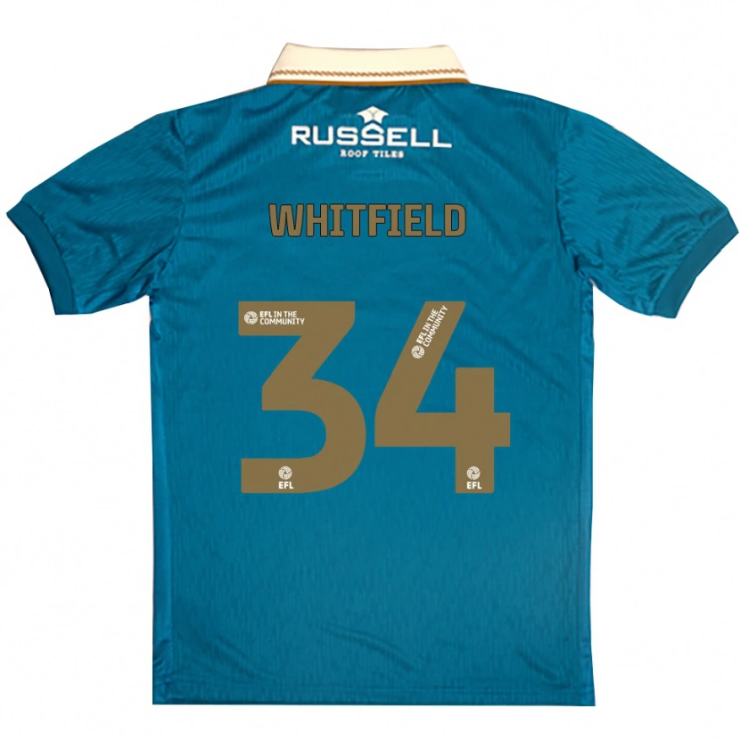Danxen Uomo Maglia Ben Whitfield #34 Azzurro Bianco Kit Gara Away 2025/26 Maglietta