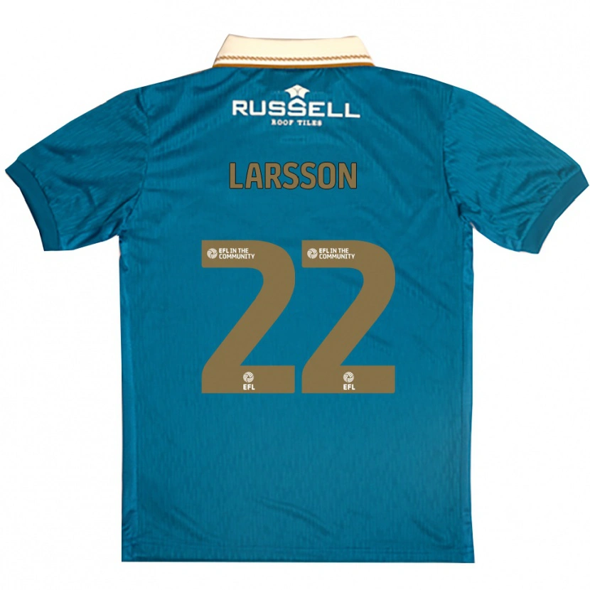 Danxen Uomo Maglia Julian Larsson #22 Azzurro Bianco Kit Gara Away 2025/26 Maglietta