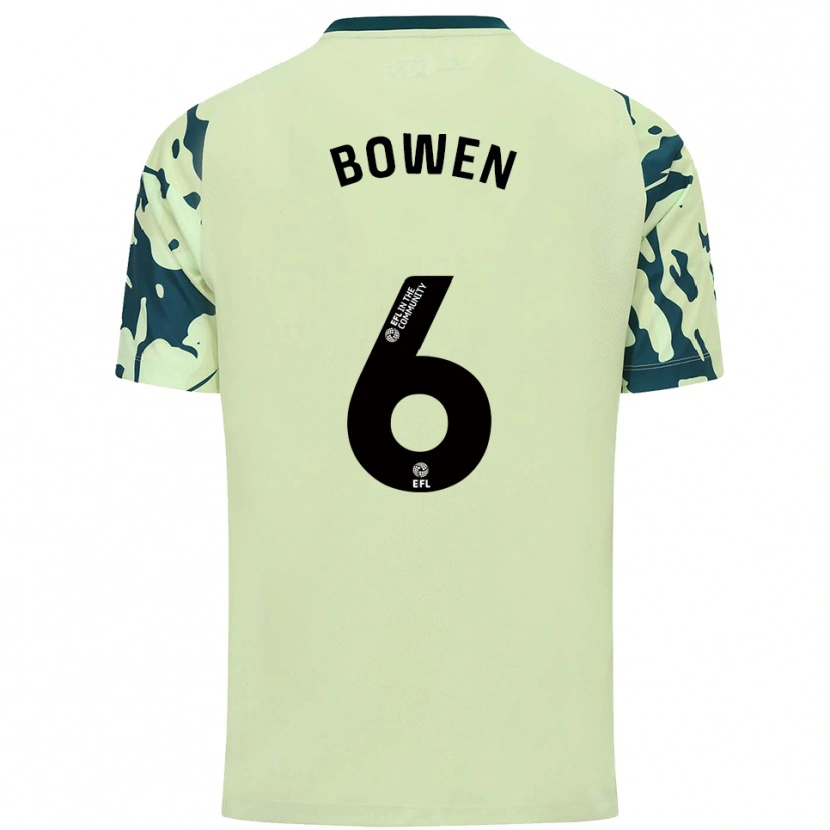 Danxen Uomo Maglia Megan Bowen #6 Verde Scuro Kit Gara Away 2025/26 Maglietta