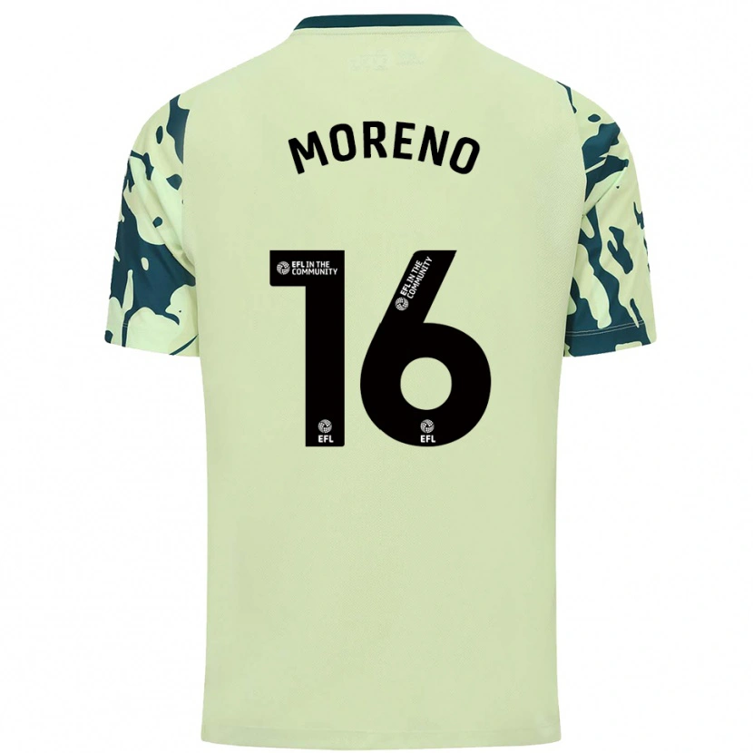 Danxen Uomo Maglia Paul Moreno #16 Verde Scuro Kit Gara Away 2025/26 Maglietta