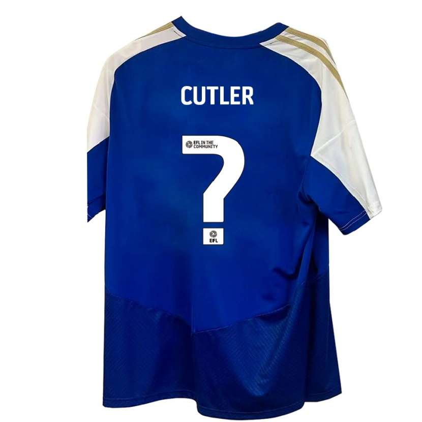 Danxen Uomo Maglia Theo Cutler #0 Blu Bianco Oro Kit Gara Away 2025/26 Maglietta