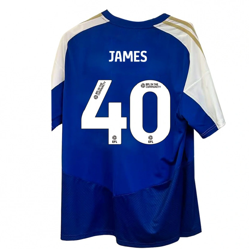 Danxen Uomo Maglia Ed James #40 Blu Bianco Oro Kit Gara Away 2025/26 Maglietta