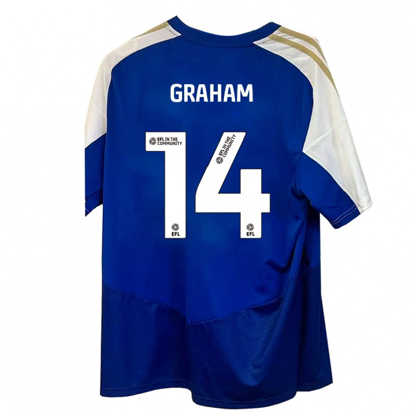 Danxen Uomo Maglia Callum Graham #14 Blu Bianco Oro Kit Gara Away 2025/26 Maglietta