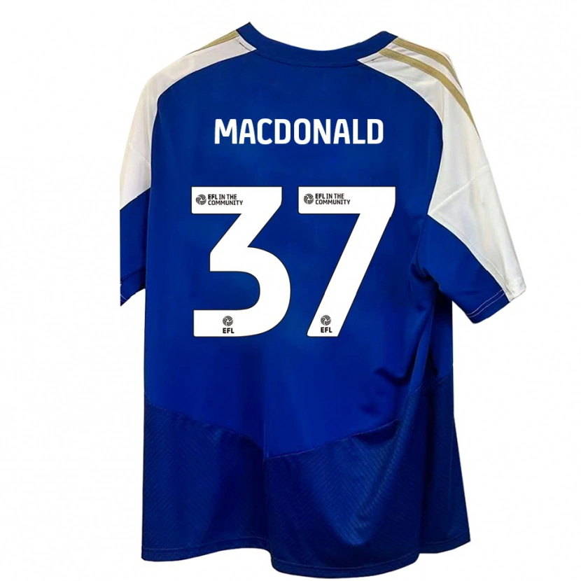 Danxen Uomo Maglia Shaun Macdonald #37 Blu Bianco Oro Kit Gara Away 2025/26 Maglietta